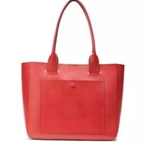 BANANA REPUBLIC Leather Large East West Tote - RED
